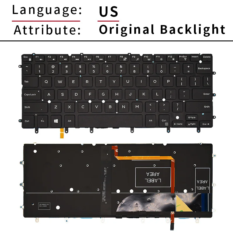Original US Russian Laptop Keyboard with Backlight For Dell Inspiron XPS13 7347 7348  XPS15 7547 7548 9343 9350 9360 P54G P57G