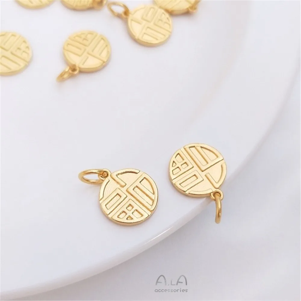 14k gold package for attracting wealth ten thousand liang of gold lucky character hanging tag brand pendant diy jewelry pendant Vietnam Sha Jin Fu Brand Non Fading Fu Character Pendant Attracting Wealth Nafu Bracelet DIY First Jewelry Pendant K119