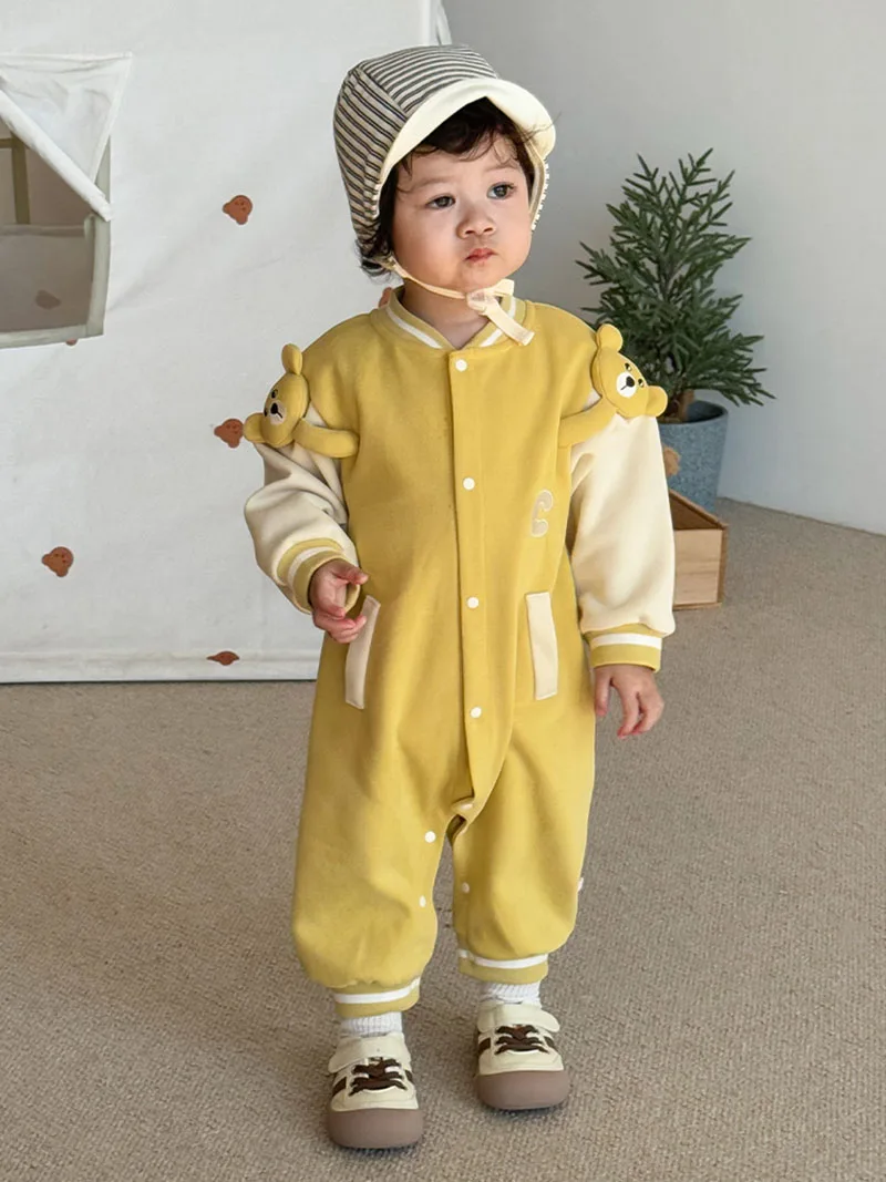 Autumn Baby Rompers Cartoon Bear Jumpsuit