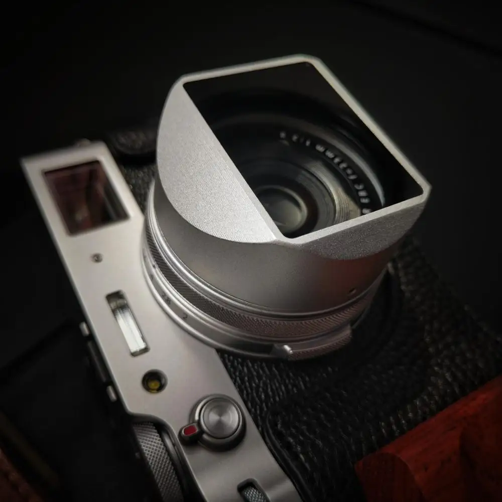 Metal Square Hood With 49nn Adapter Ring For Fujifilm Fuji X100v X100f Square Lens Hood With Metal Square Hood With 49nn Adapter Ring For Fujifilm Fuji X100v X100f Square Lens Hood With