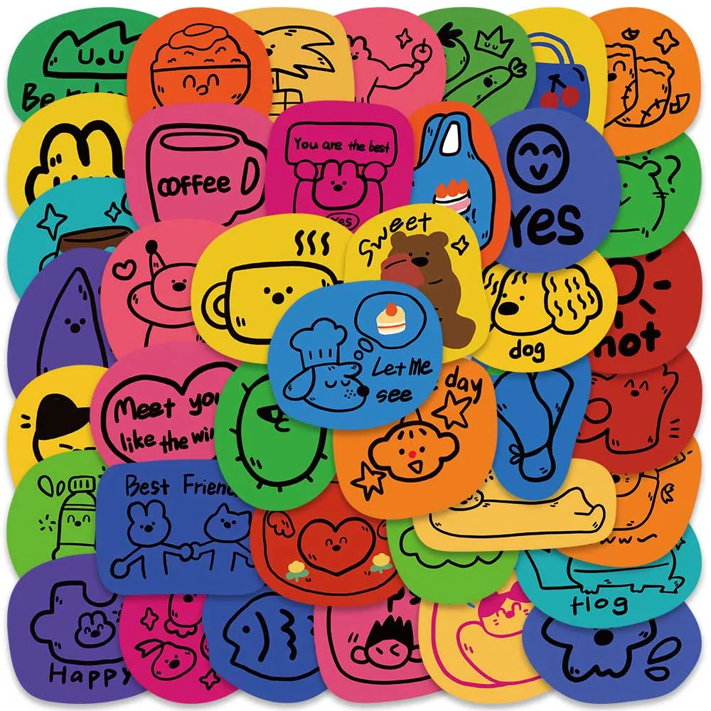 

40pcs Cute Retro Cartoon Colorful Graffiti Stickers Vinyl Laptop Decals Luggage Guitar Diary Bike Car Waterproof Graffiti