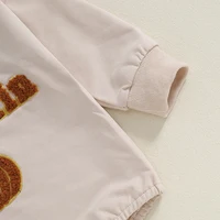Pudcoco Baby Girl Boy Sweatshirt Romper Halloween Clothes Letter Pumpkin Fuzzy Embroidery Longsleeve Toddler Fall Jumpsuit 0-18M 5