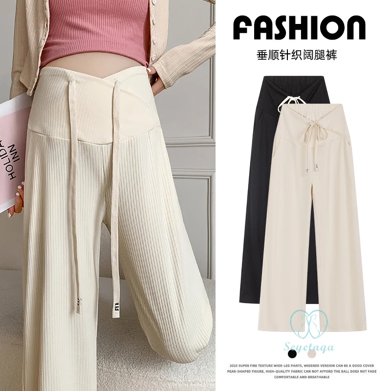Drawstring Across V Low Waist Belly Maternity Pants Spring Fashion Straight Clothes for Pregnant Women During Pregnancy women pants,maternity pants