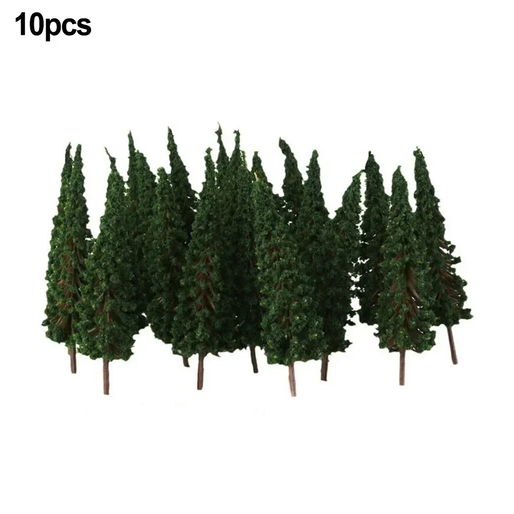 10Pcs Pine Trees 1:25 Model Train Railway Building Model Tree 3 Different Greens for OO Scale Railroad Layout Diorama Wargame railway model toys,model accessories