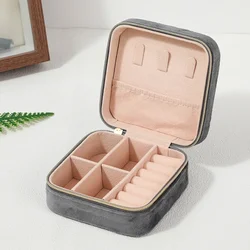 Luxurious Velvet Travel Jewelry Organizer Box (GRAY)
