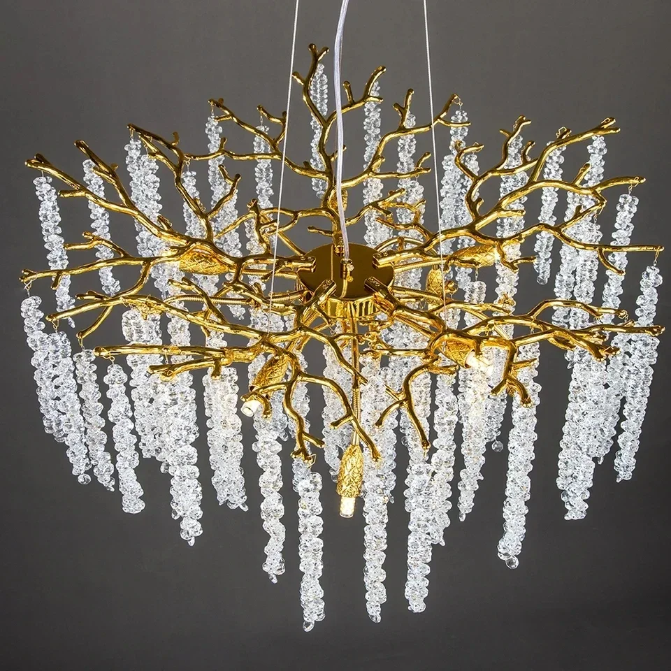 Ceiling Chandelier Long Crystal Ceiling Chandelier For Bedroom Kitchen Table Living Dining Room Gold Crystal Branch Hanging Chandelier Lights