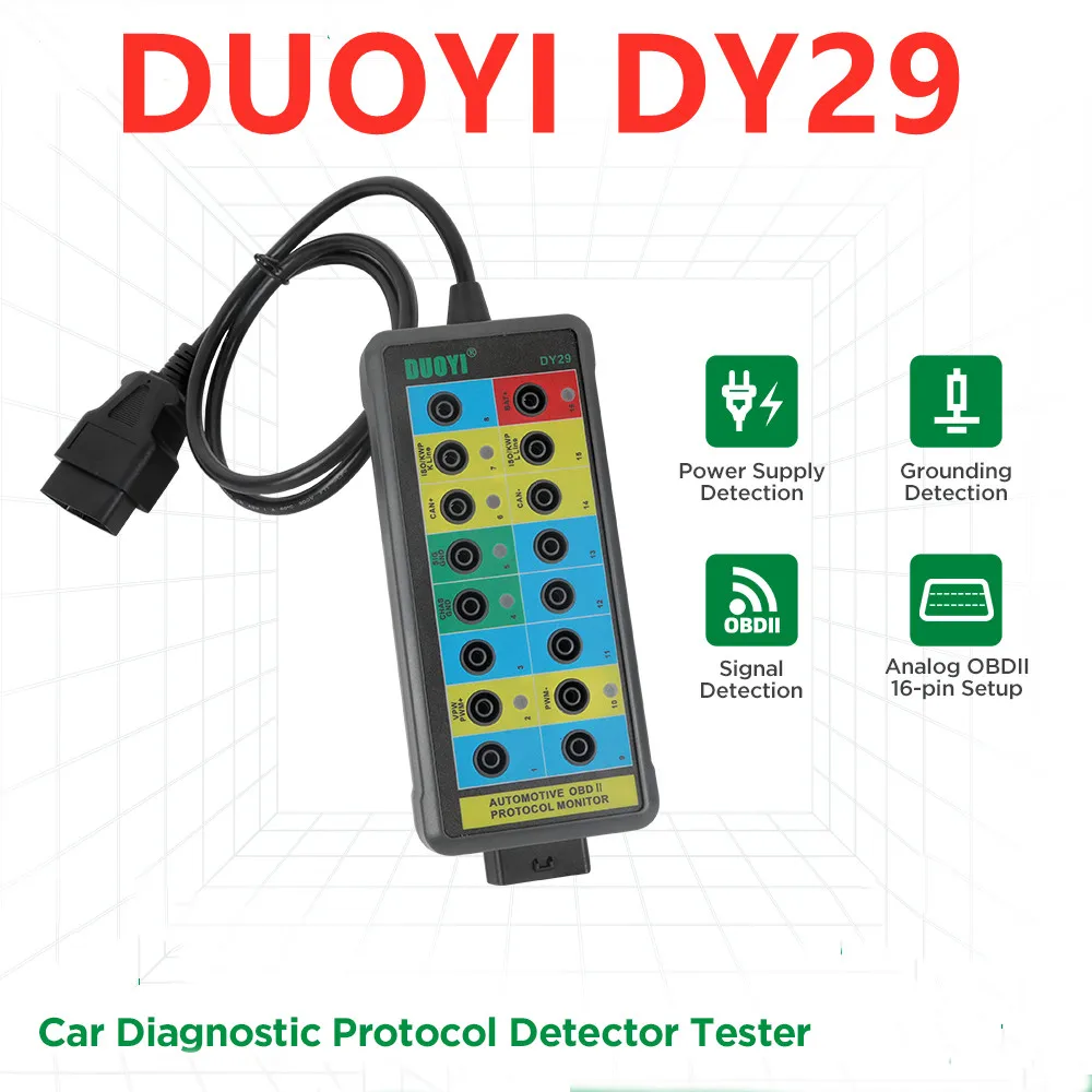 

DUOYI DY29 Automotive Diagnostic Protocol Detector Tester Auto Car Obd2 Breakout Break Out Box Vehicle OBDII Interface Monitor