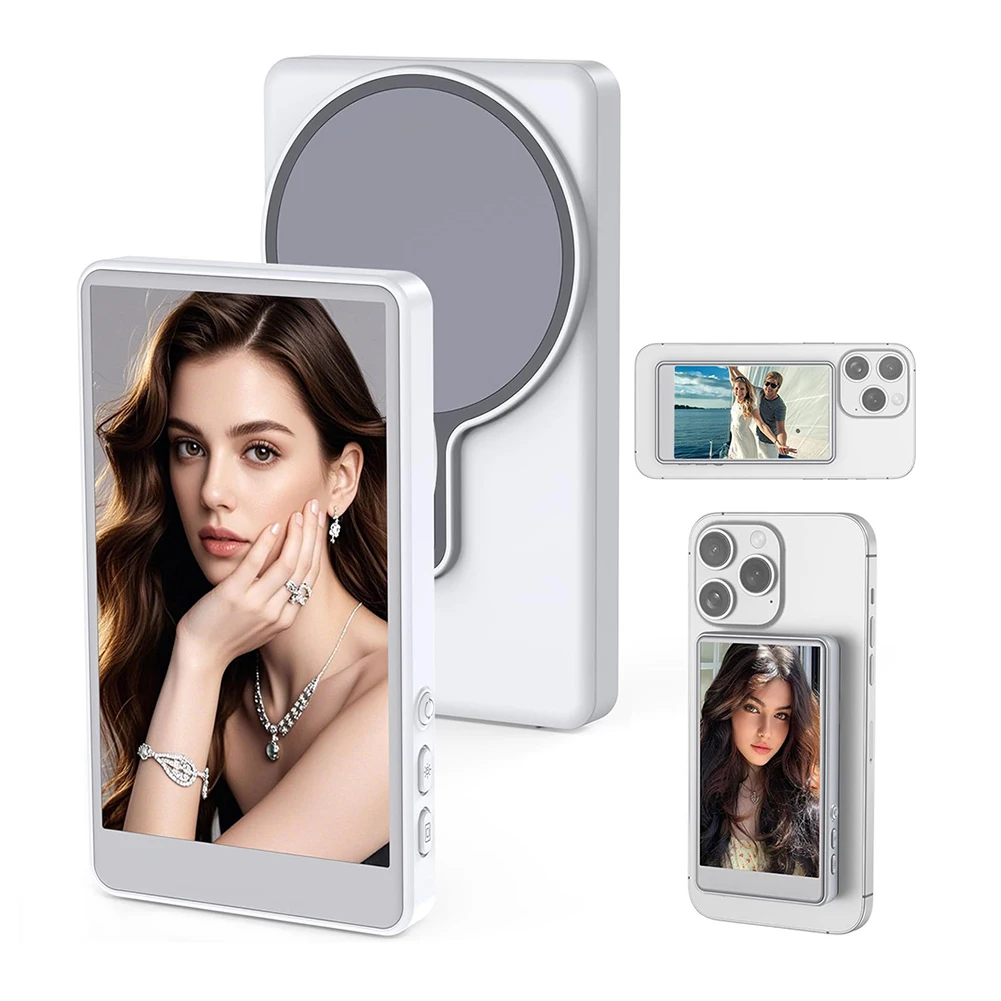 Magnetic Phone Vlog Selfie Monitor Screen Smartphone Rear Camera Monitor Screen for Android iPhone Cellphone Back Camera Monitor