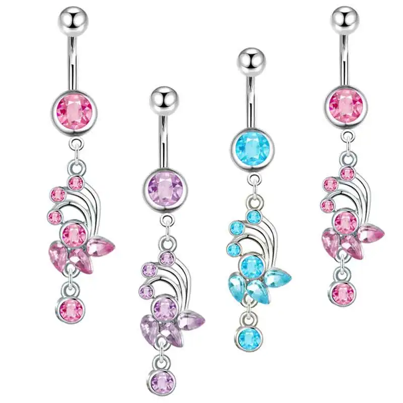 

Mix 3 color CZ Belly Button Rings Long Dangled Bar Belly Piercing Ring Shinny Crystal Piercing Belly Charming Oreja Body Jewelry