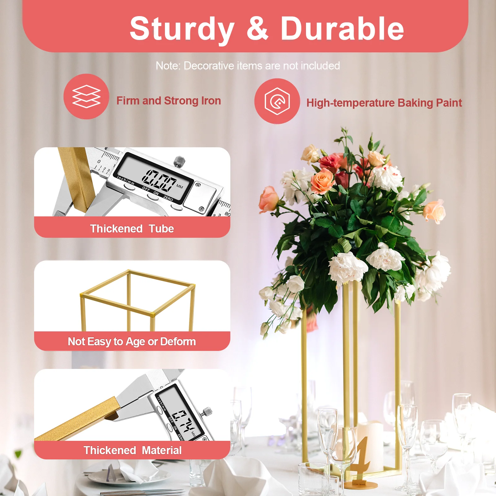 10 Pcs Flower Stands Plant Flower Display 60CM High Gold Removable Gold Vases Wedding Table Centrepieces