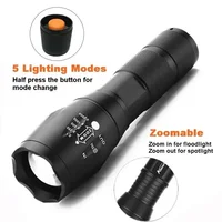 High Power T6 LED Flashlights Camping Torch 5 Light Modes Zoom Light Aluminum Alloys Waterproof Material External 18650 Battery 2