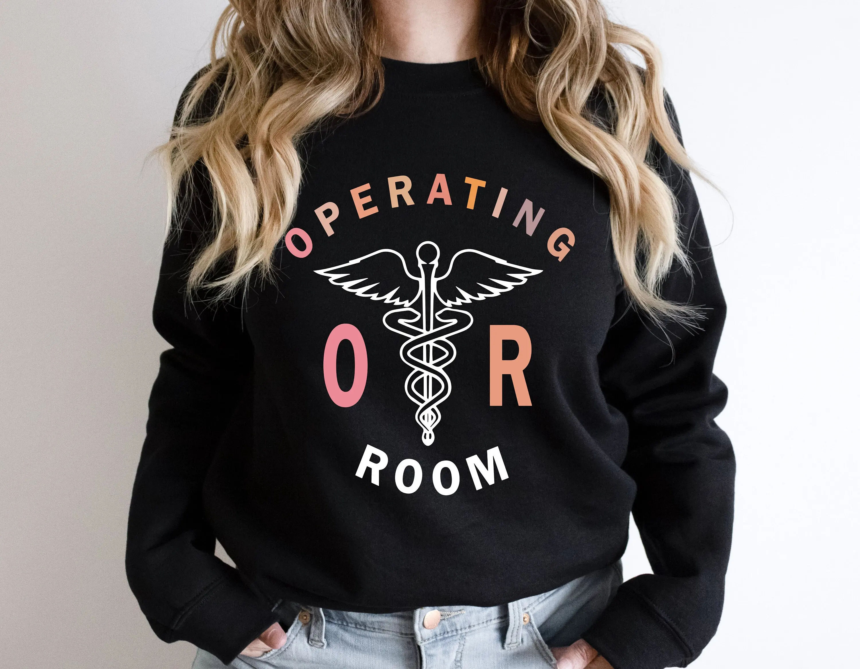 

Operating Room print Sweatshirt Long Sleeve Casual Fashion Round Neck Tops Y2K Streetwear Hoodies Woman Clothing