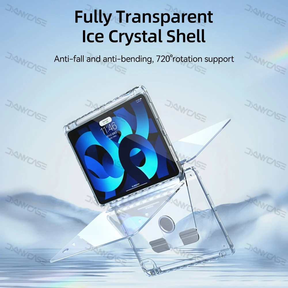 360° Rotation Transparent Tablet Case with Stand