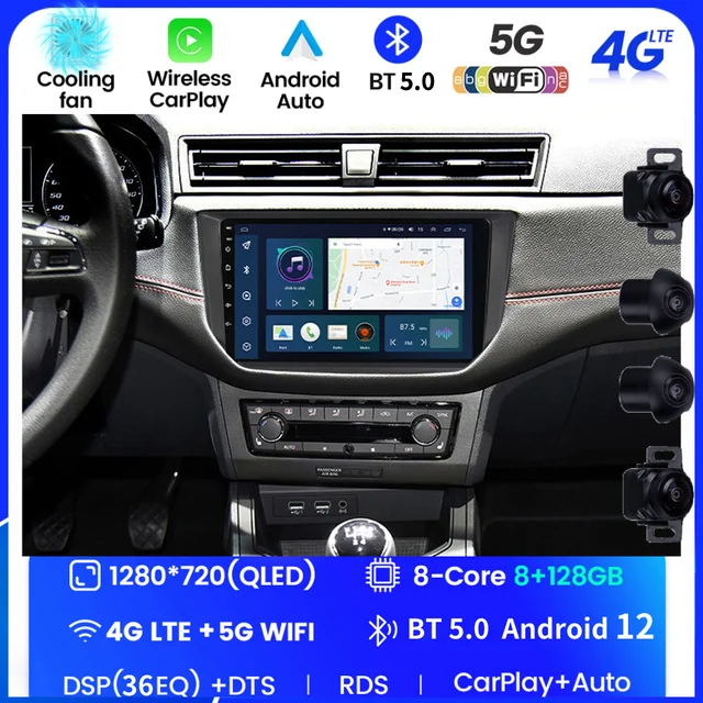 Radio con GPS para coche, reproductor Multimedia con Android 12, 2DIN,  Carplay, DVD, estéreo, vídeo, para Seat Ibiza, SEAT LEON 2016, 2014 -  AliExpress