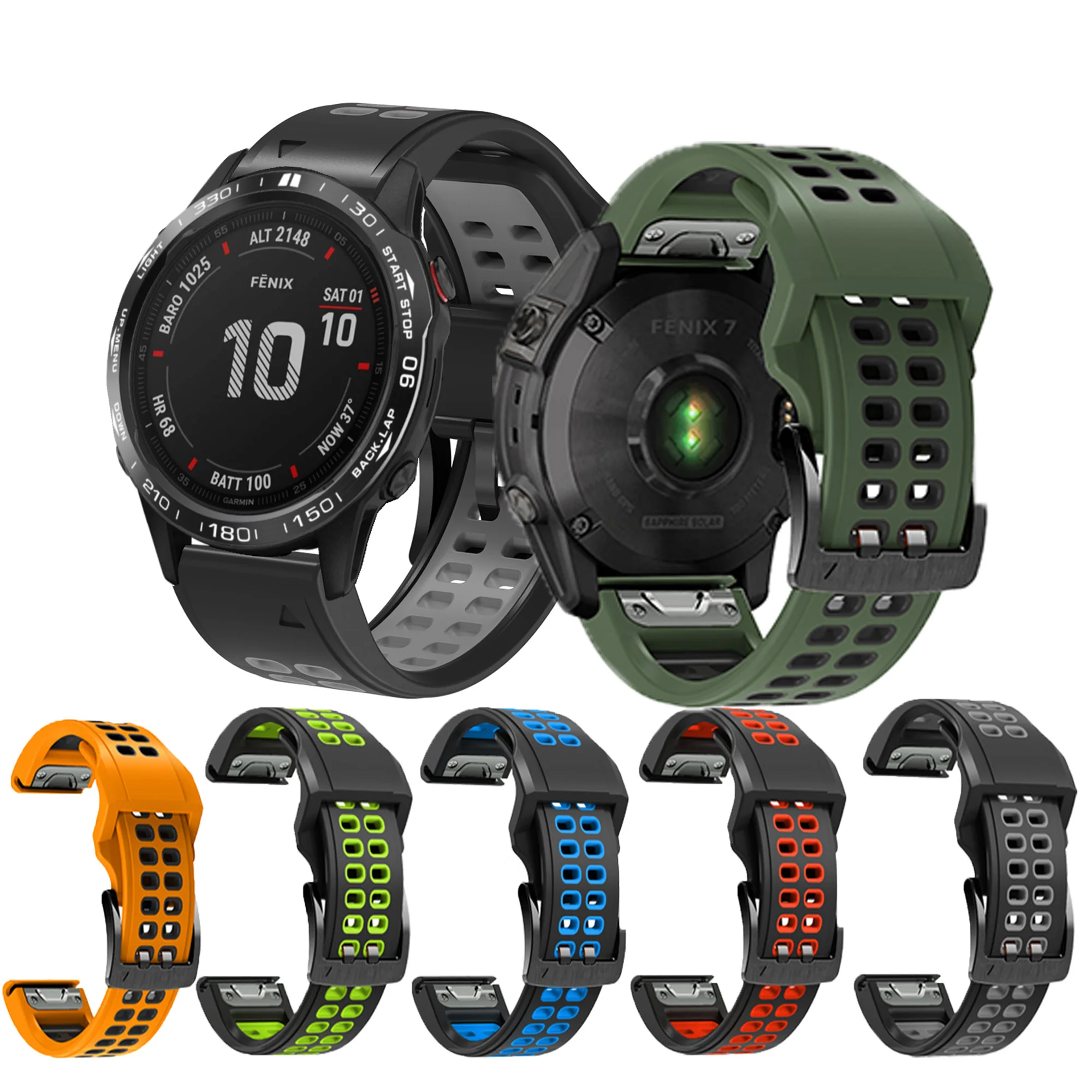 

Ремешок силиконовый спортивный для смарт-часов Garmin Fenix 7 6Pro 5Plus, 22 мм