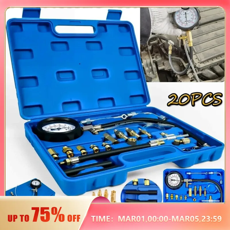Fuel Pressure Tester Gauge Kit 140PSI Automotive Engine Injector Pump
