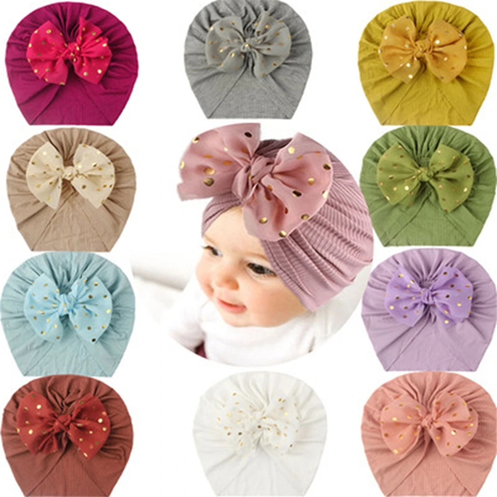 

Lovely Shiny Bowknot Baby Hat Cute Solid Color Baby Girls Boys Hat Turban Soft Newborn Infant Cap Beanies Head Wraps