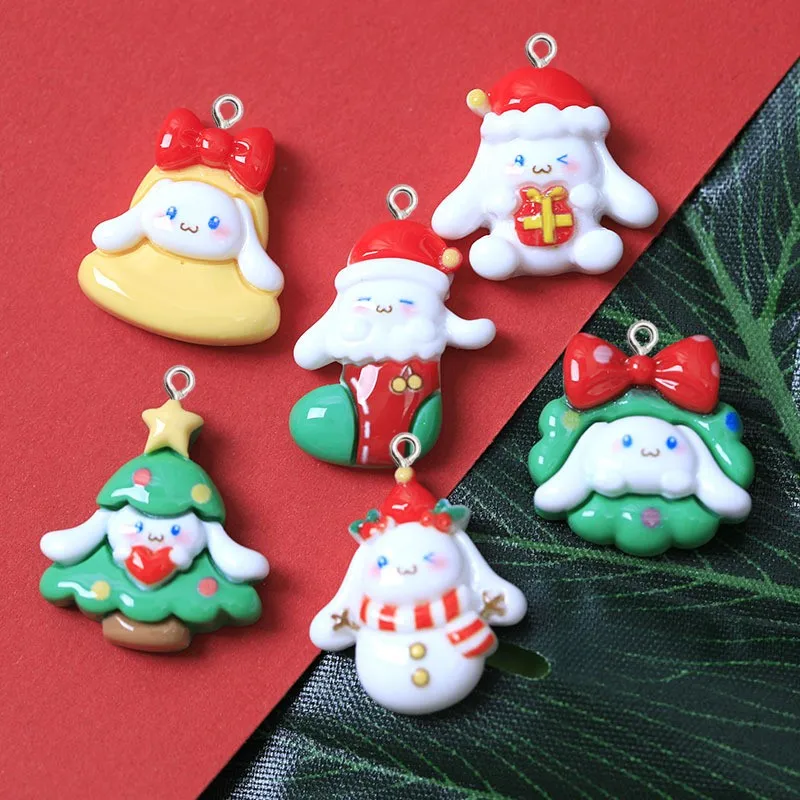 

10Pcs Cartoon Glossy Christmas Dog Resin Charms Kawaii Car Key Ring Accessory DIY Earrings Necklace Decor Pendant Jewelry Making
