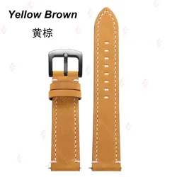 Premium 18mm Cowhide Leather Watch Strap - Vintage Style Wrist Bracelet - 18mm (Yellow Brown)