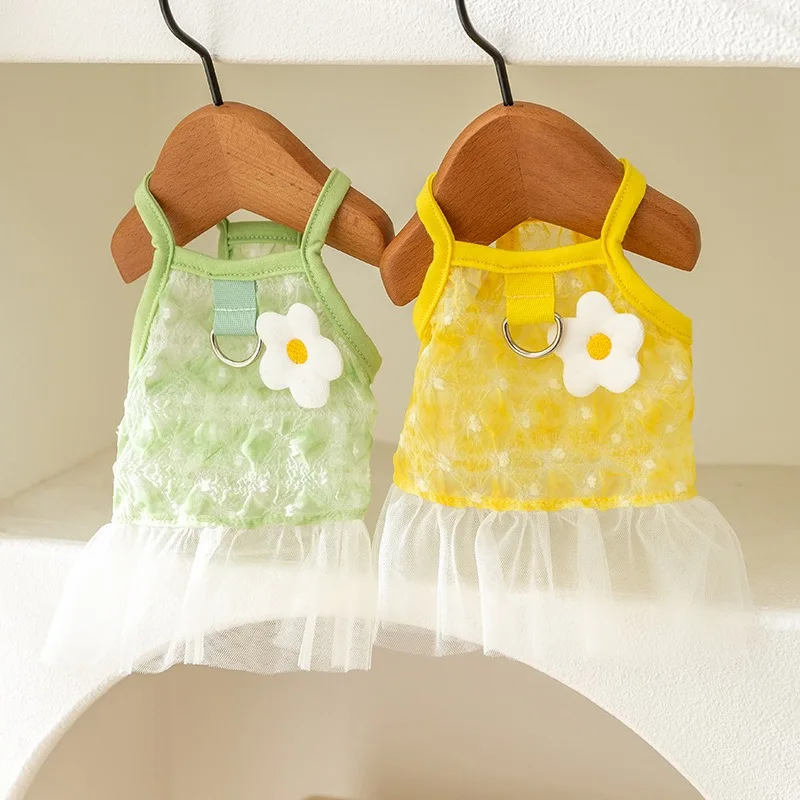 

Puppy Saree Summer Cool Breathable Dog Dress Egg Flower Pet Vest Teddy Two Legs Clothes Pet Supplies