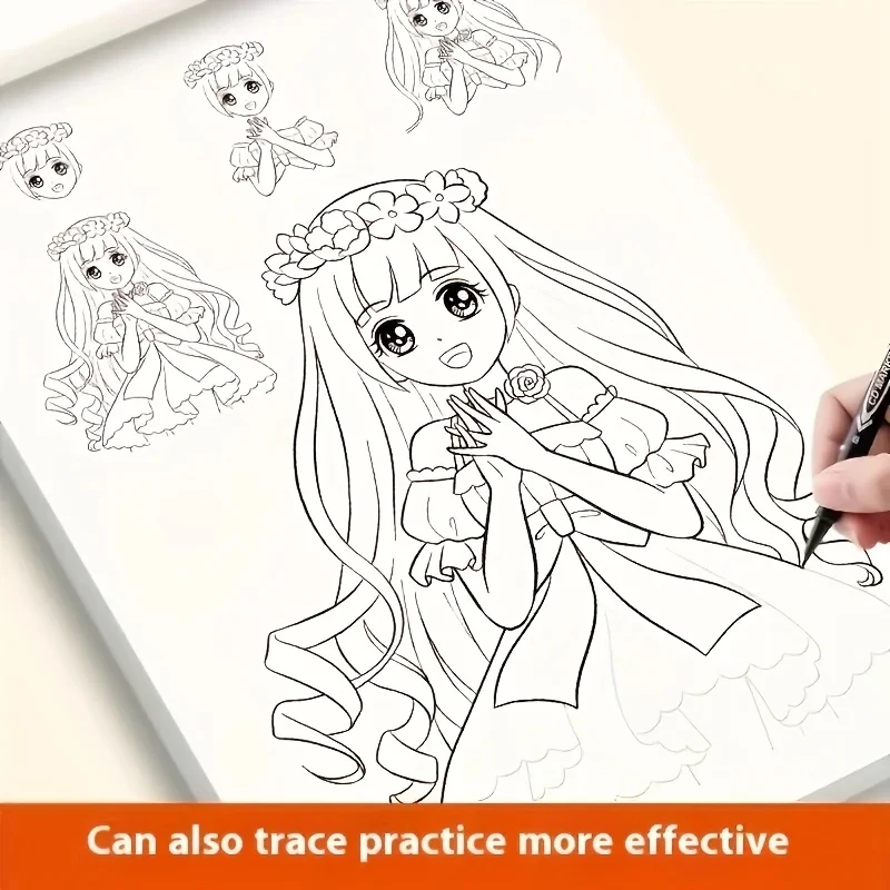 Libro di disegni di personaggi anime per principianti | Quaderno da disegno da 48 pagine con linee di contorno | Ideale per cartoni animati e stilisti di fumetti - immagine 6