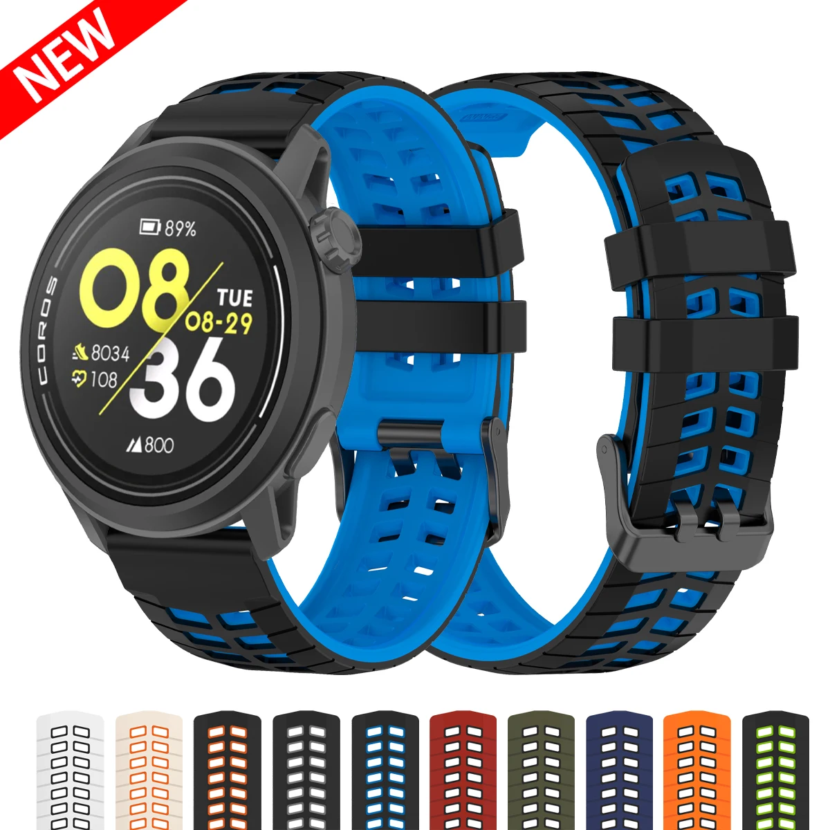 Waterproof Silicone Sports Watchband - 22mm Bracelet Strap