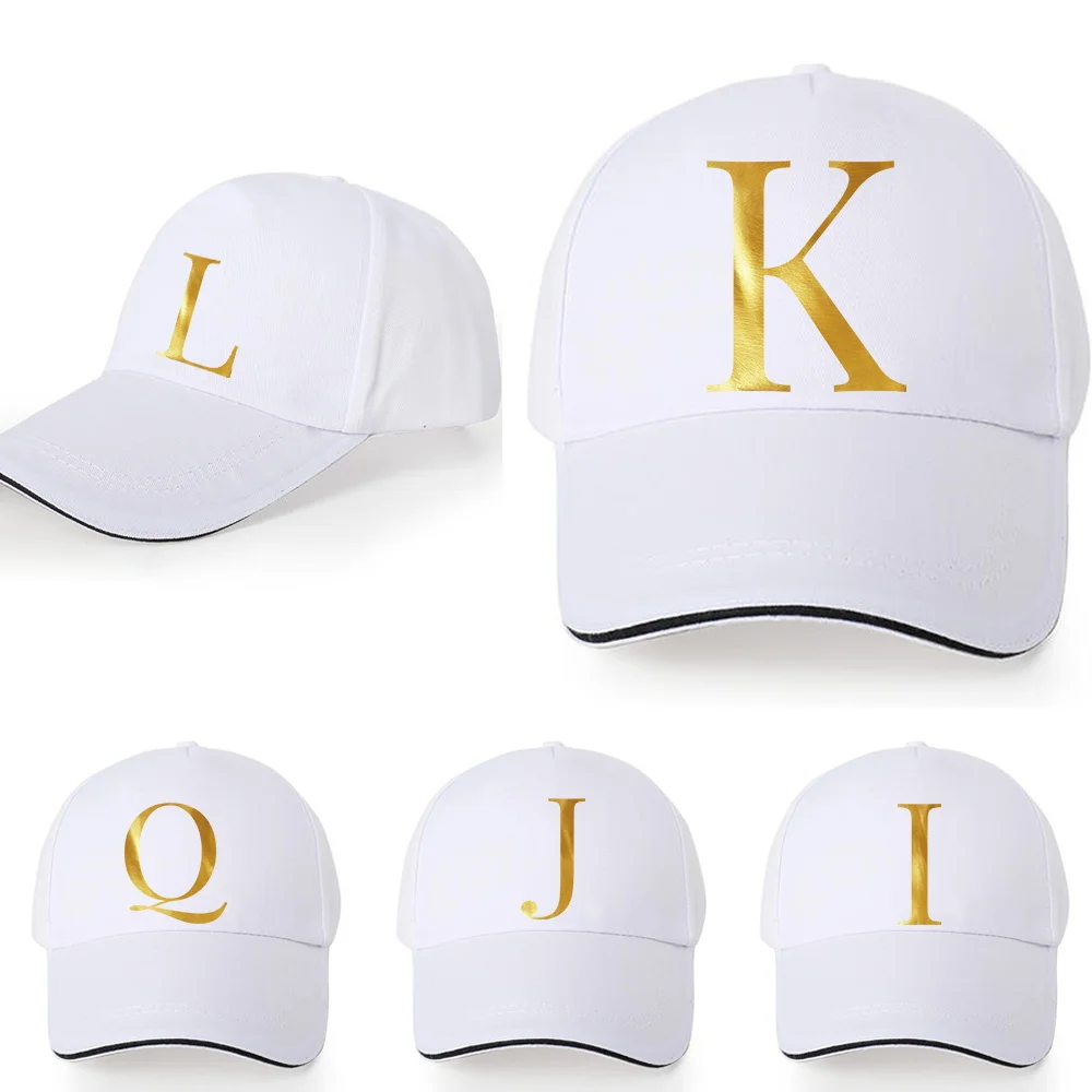 

Gold Letter Series Baseball Cap White Wild Hip-hop Hat Hipster Must-have Peaked Cotton Cap Dad Men Casual Summer Outdoor Sun Hat
