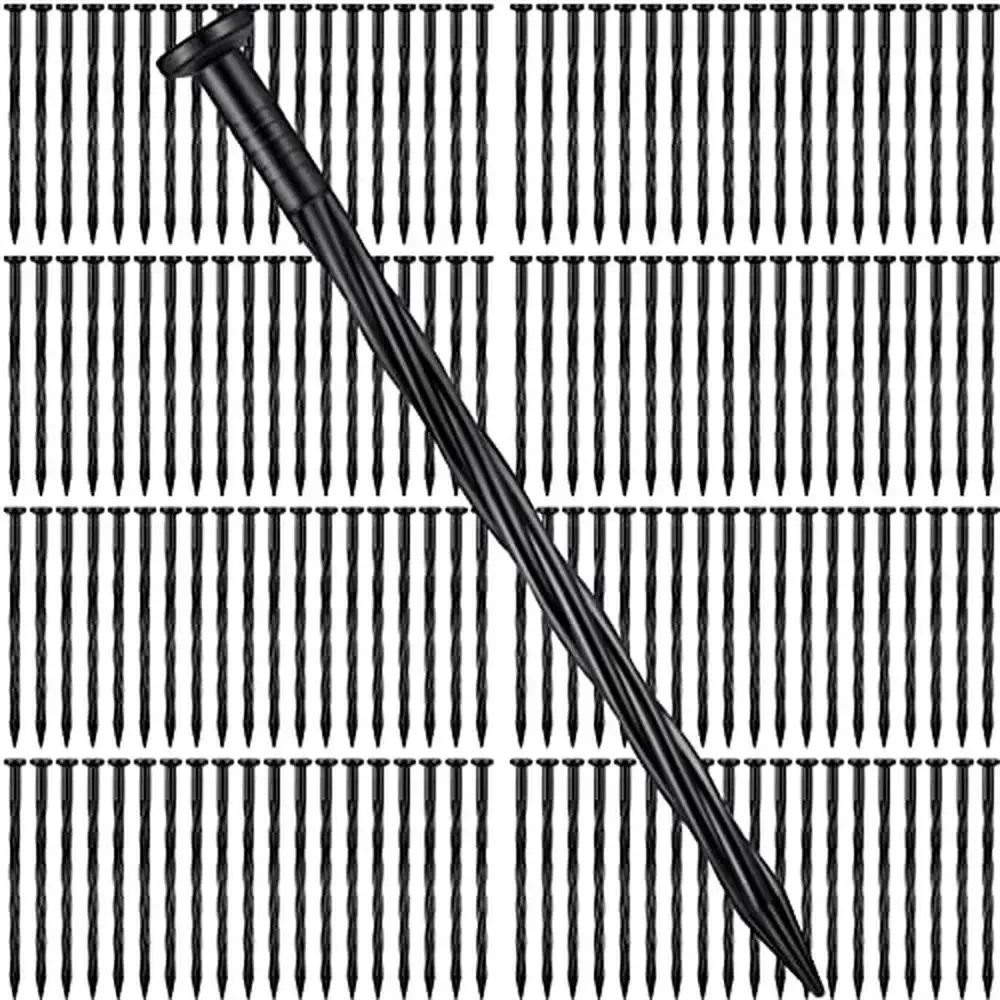 250 Pack Black Plastic Spiral Garden Edging Anchoring Stakes Nails Ground Lawn Decor Solution