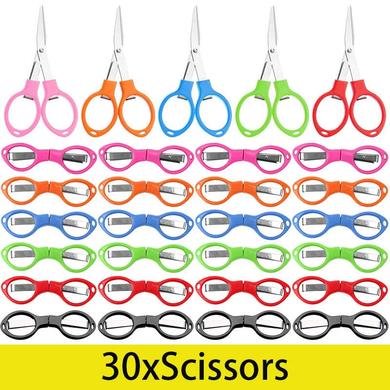 

30Pcs Folding Scissors Portable Travel Scissors Safe Mini Folding Travel Pocket Scissors Handicrafts Scissors