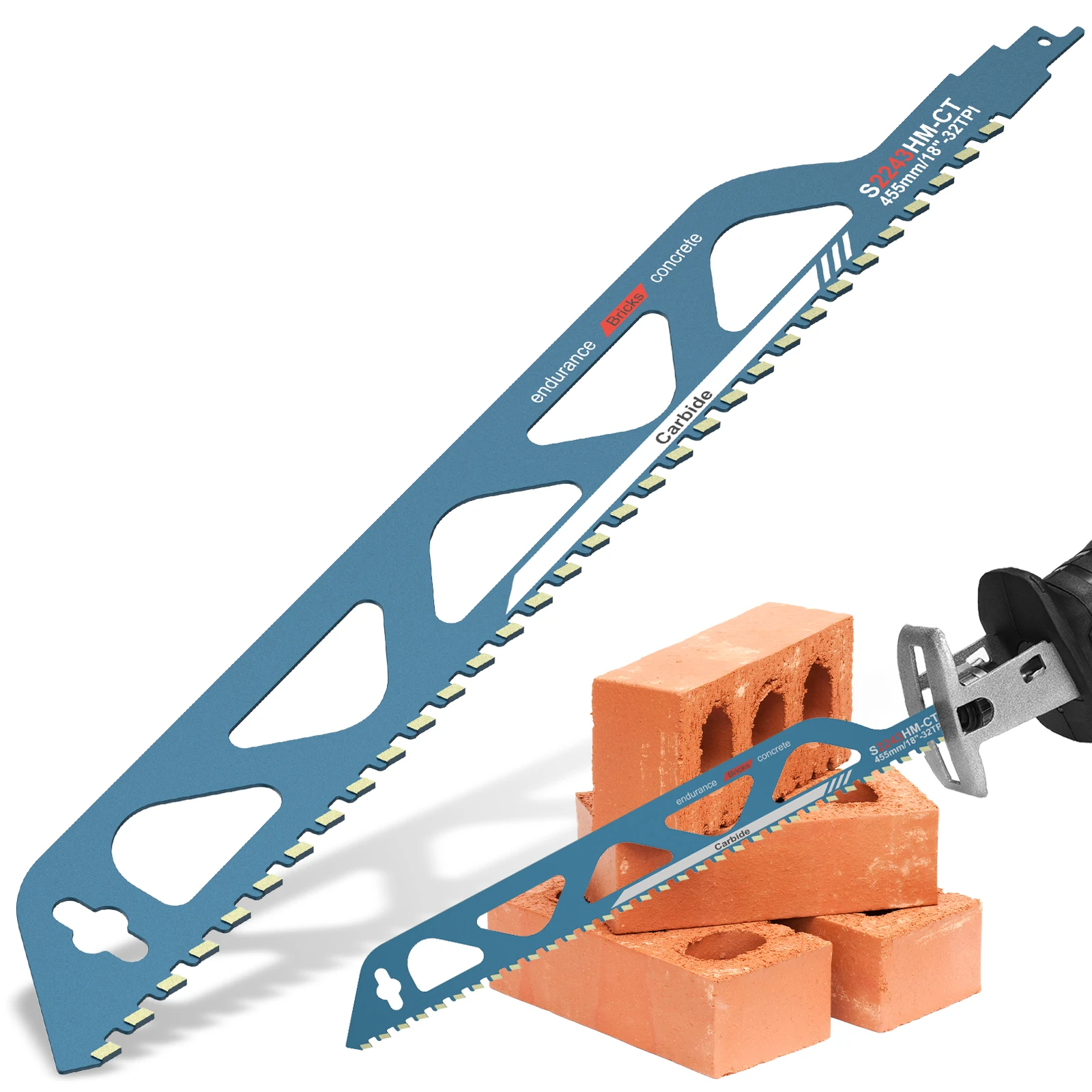 Reciprocating Saw Blades 10/12/18/20inch Carbide Sawzall Blades for Cutting Aerated Concrete Concrete Block Brick Hand Tools