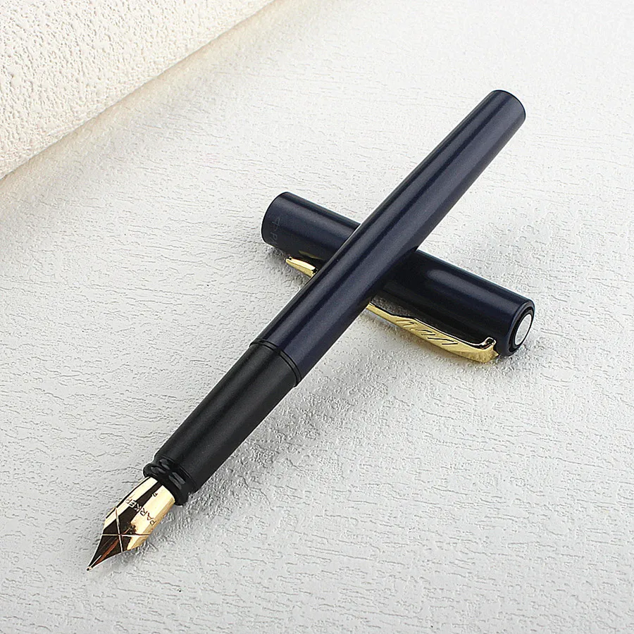 XL 58 Collection Fountain Pen Matte Black / blue / golden Clip Fine Nib Gift Pen and Box for Business Office