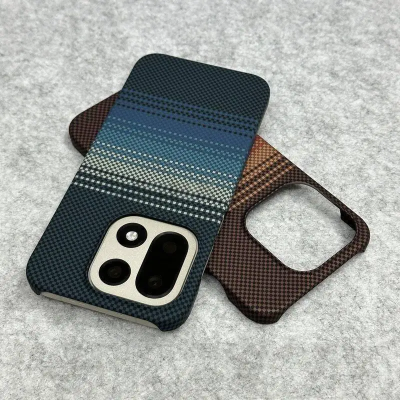 Slim Frameless Carbon Fiber Kevlar Pattern Shockproof Phone Case - Hard Plastic Cover