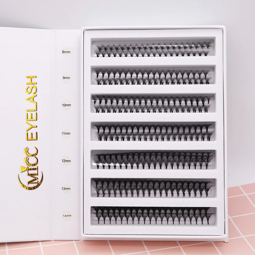 1000/2000 Fächer, Punktbasis, schmaler Stiel, vorgefertigte Fächerwimpern, 5D, 6D, 8D, 10D, 14D, künstlicher Nerz, russisches Volumen, Wimpernverlängerungszubehör