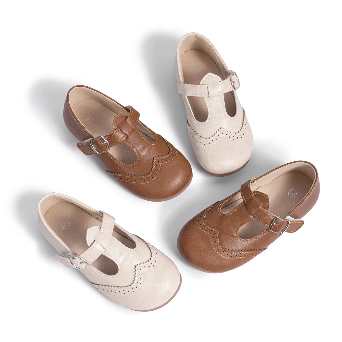 Mädchen T-Riemen Brogue Mary Jane Ballerinas Kleinkinder Einzelriemen Schuluniform Schuhe – Detail 17