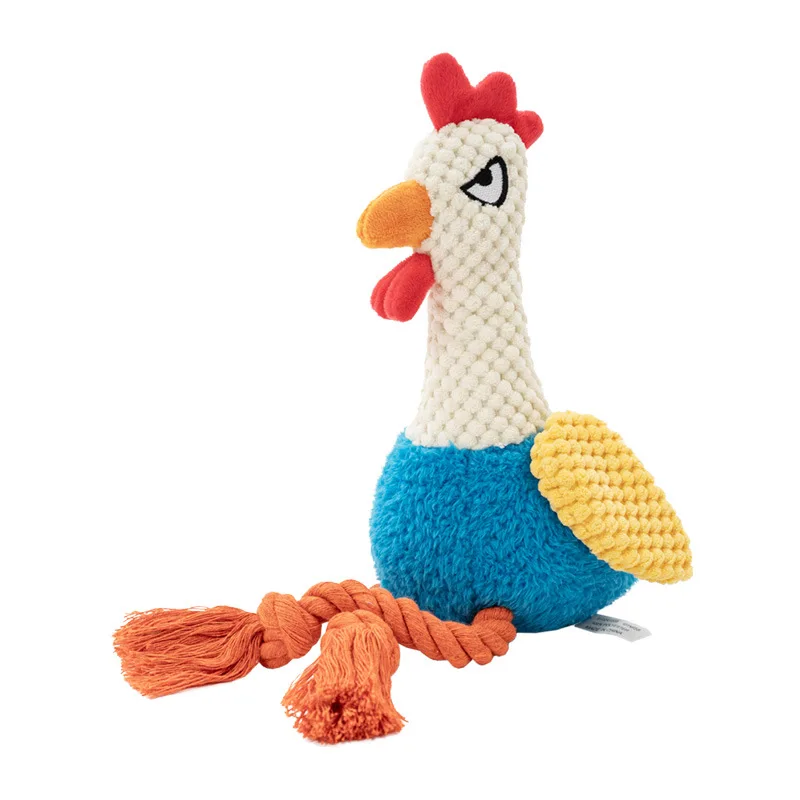 Resistant Puppy Molar Cleaning Teeth Cotton Rope Plush Rooster Dog Bite Rope Dog Toys Safe Durable Braided Bite Dog Chew Toys 6