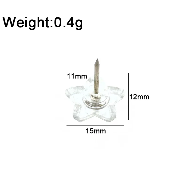 50/100Pcs Plastic Transparent Pentagram Tacks Push Pins Assorted Making Thumb Tacks Cork Board Office School Stationery Supplies