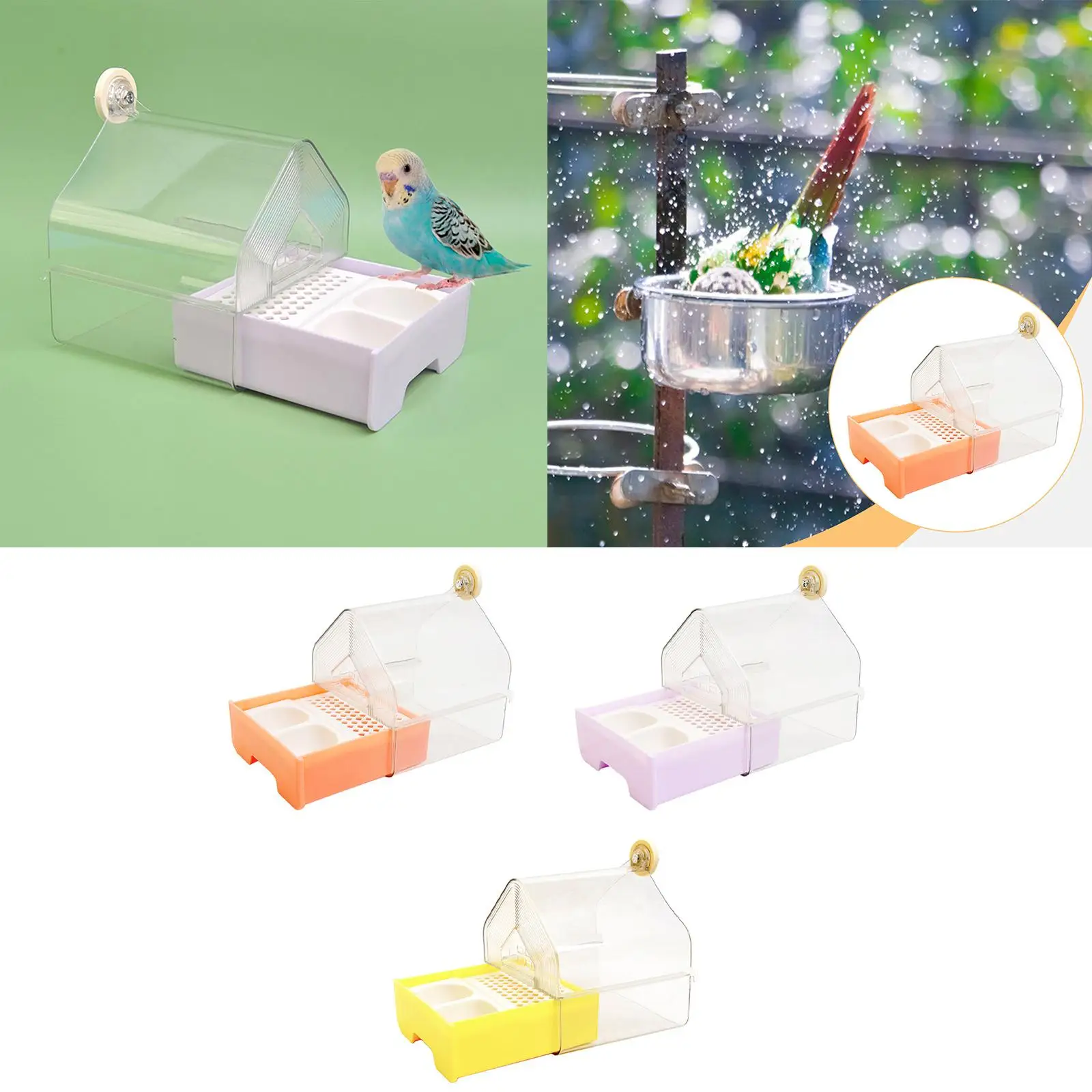 Parrot Bathing Box Clear Parrot Bath Tub for Finches Canaries Like Lovebirds
