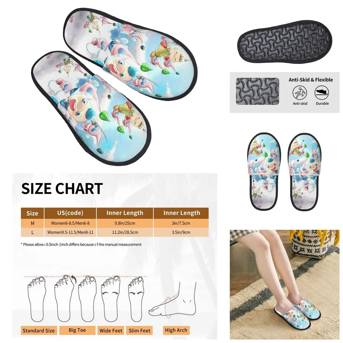 

3D printing Men Women Furry Indoor slippers,Pikmin Fauna Cosy special Anti-skid Slippers