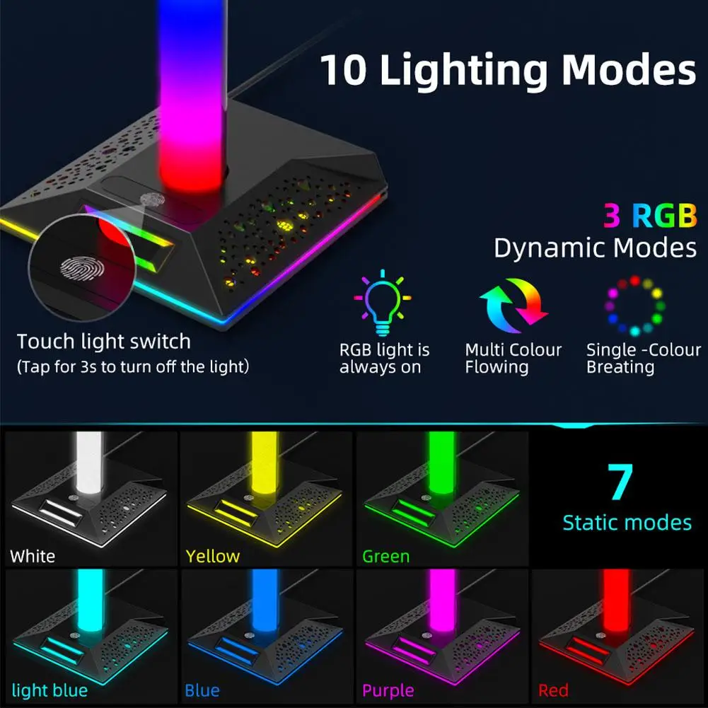 

Подставка для наушников RGB с RGB-подсветкой, 1 шт.