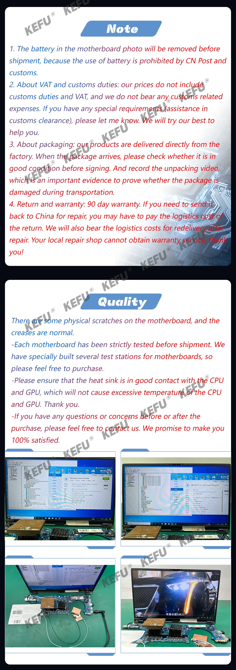 Description Picture 4 of itemX512D Mainboard For ASUS X512DK M5050DA F512D X512DA A512DA A512DK S512DA X712DA X712DK Laptop Motherboard R3 R5 R7 3th Gen