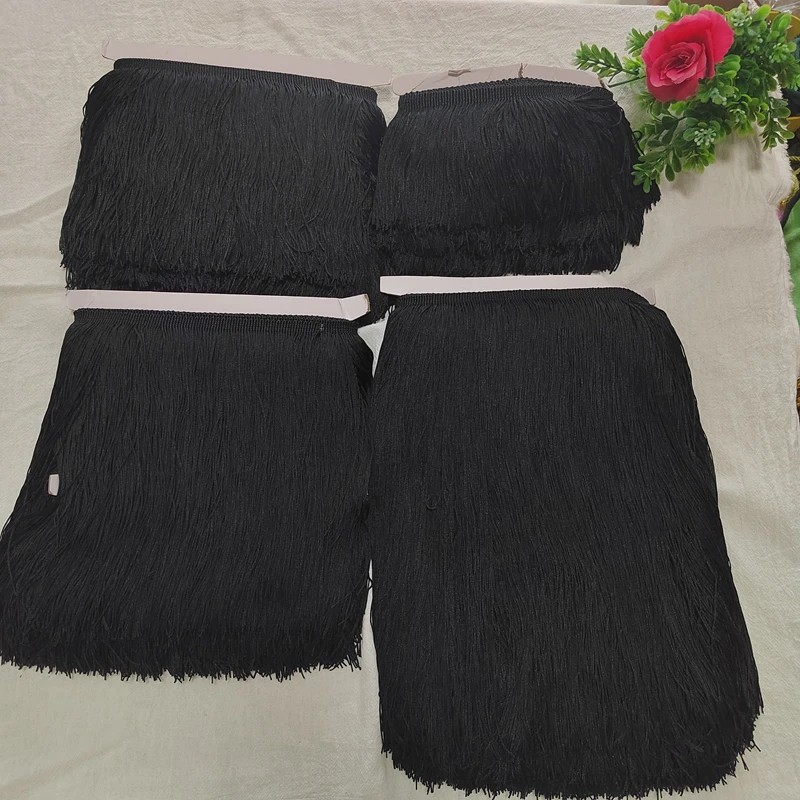 10/15/20/25/30cm 길이 10 미터 블랙 프린지 트림 술 Vestido Flecos Borlas De Seda Borlas Flecos Tasseles 트림 액세서리