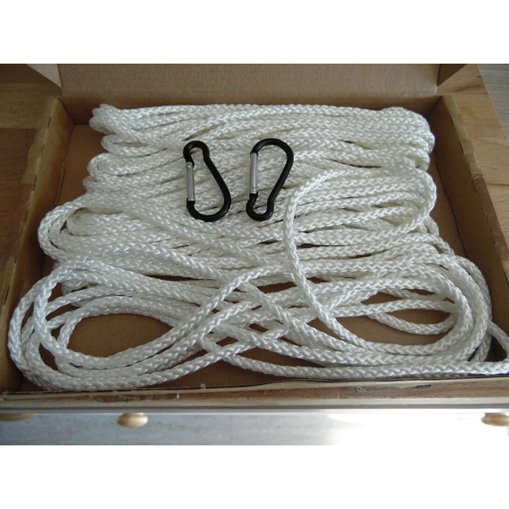 Flagpole Parts Braided Rope White With Hooks 38ft/11.5m Accessories Camping Clotheslines Festival For Boat Masts