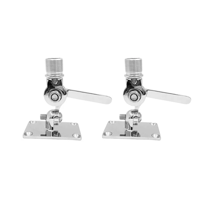 

2Pcs Marine VHF Antenna Mount Dual Axis Heavy Duty Ratchet Mount Adjustable Base Mount For Boats Rowing Accessories