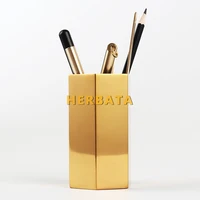 Gold Hexagonal Pen Holder – Stainless Steel Desktop Organizer, Multifunction Pencil Cup for Office & Home Storage 2