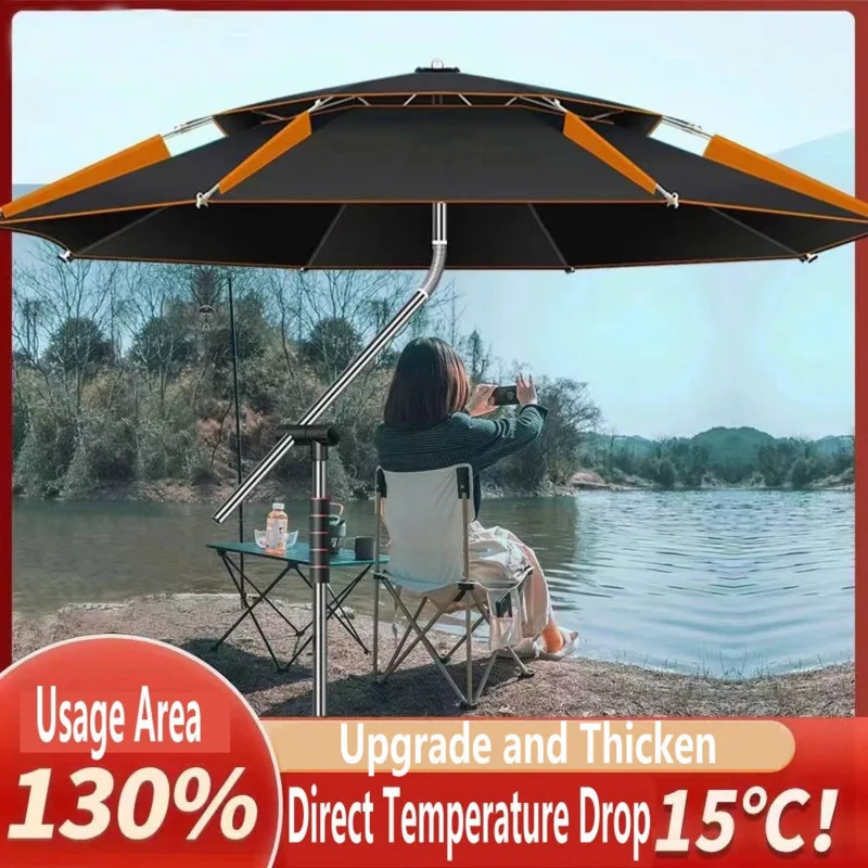 Fold Parasol Fishing Umbrella Outdoor Sunshade Protector Thickened Version Beach Camping Backyard Large Parasol Waterproof Outdoor Umbrella
