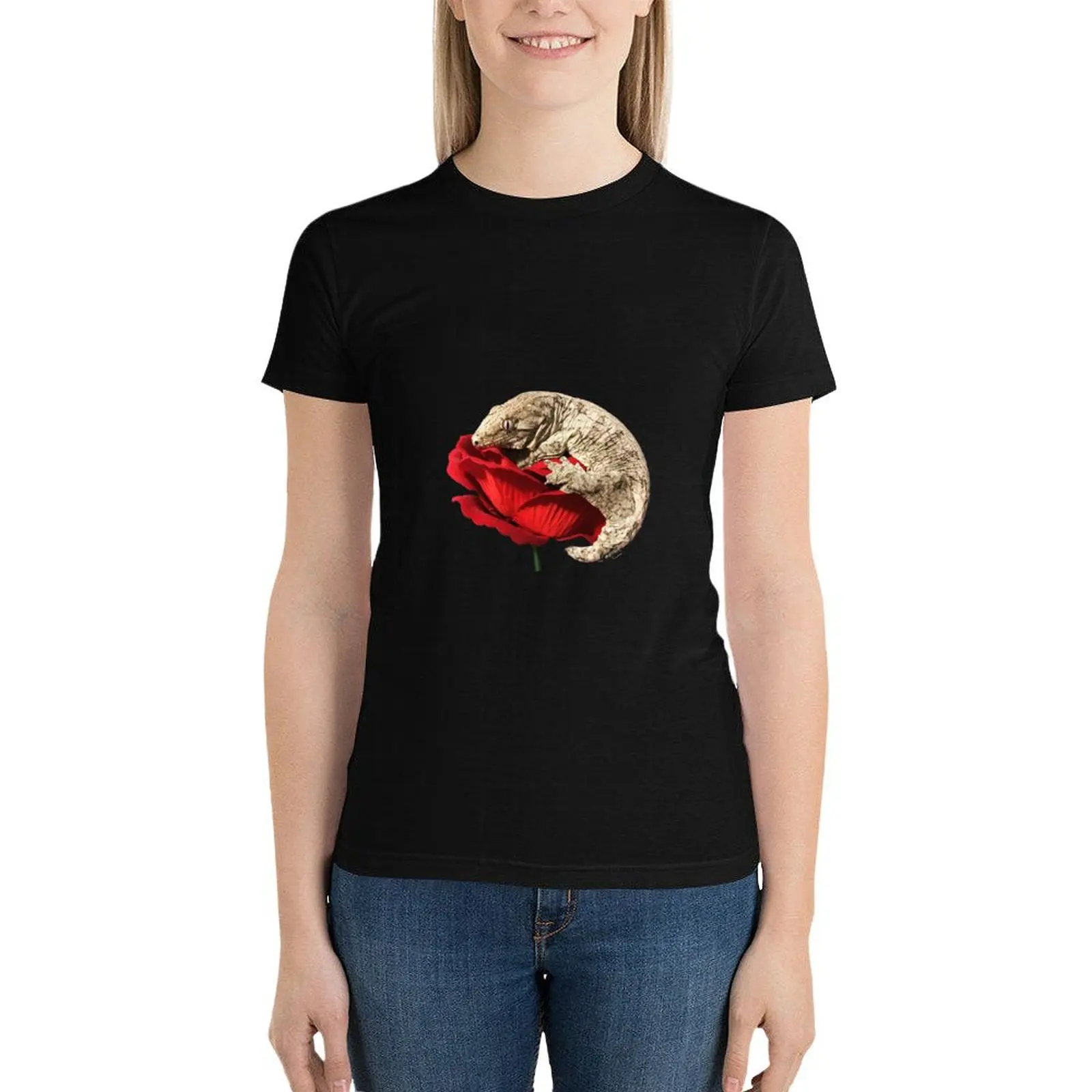 

Leachie On A Rose T-Shirt animal print shirt for girls cute clothes new edition t shirts for Women