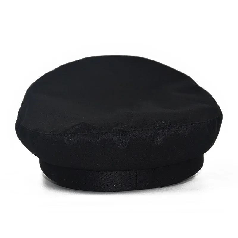 Unisex PU Leather Hat Autumn Sailor Hat Women Men Black Female Travel Student Captain Flat Top sailor hat leather hat flat cap solid color cap flat vintage cap