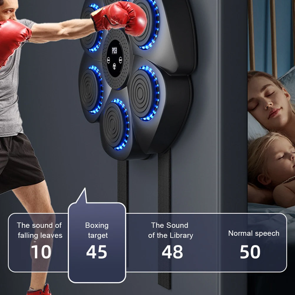 New Smart Music Boxing Machine Adult/Children Muscle Bodybuilding Trainer RGB Light Wall Target Boxing Training Equipment
