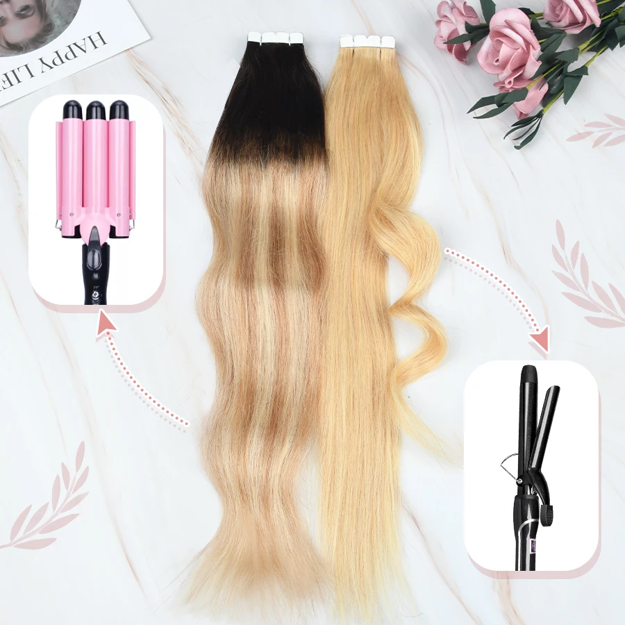 AW 12''-24'' Tape In Human Hair Extensions Natural Hair Extensions Seamless Skin Weft Machine Remy Balayage Adhesive Tape Ins