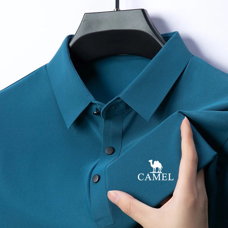 CAMEL New Men's Business Casual POLO Short Sleeved Smooth and Wrinkle Resistant Comfortable Top Lapel Collar Men T-shirts
